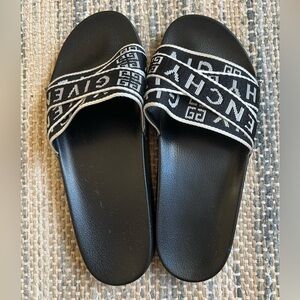Givenchy Black Slide Sandals with Contrast Logo Strap